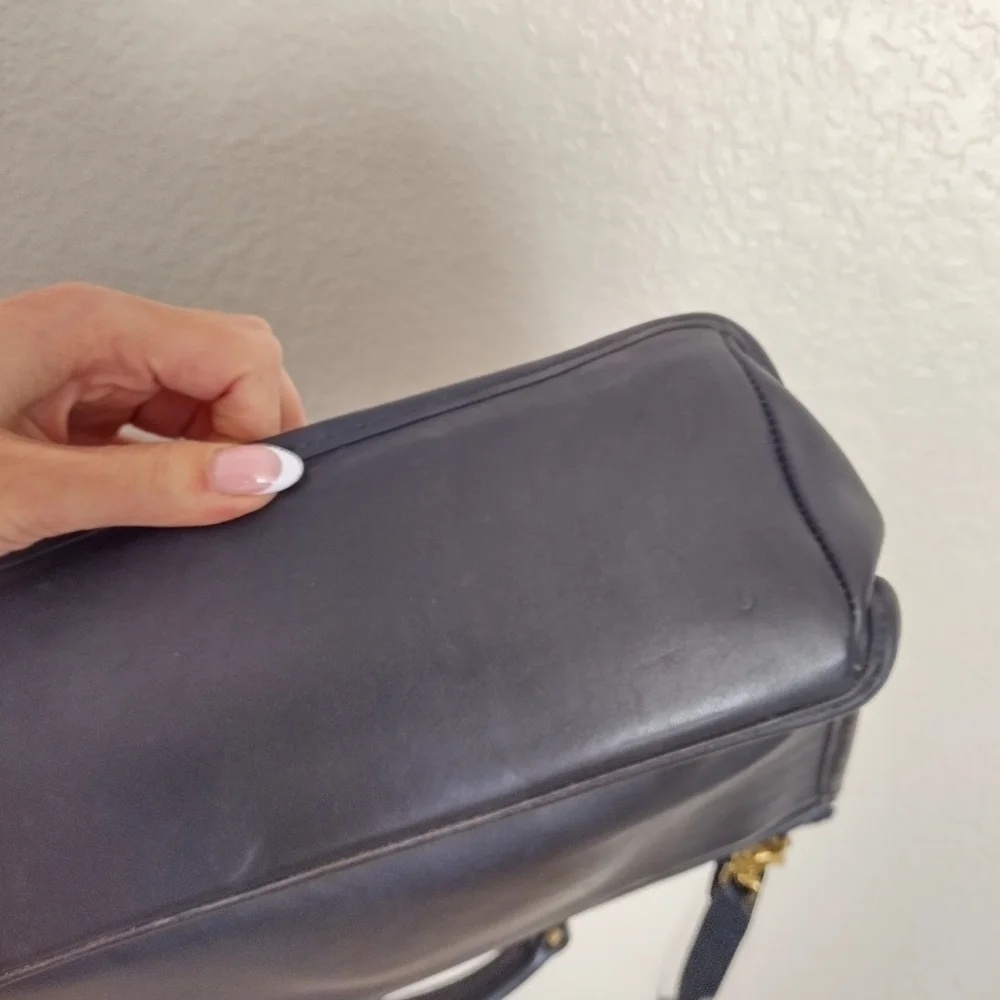 VINTAGE COACH BEEKMAN BLACK LEATHER BRIEFCASE MESSANGER SHOULDER BAG #G5C-5266